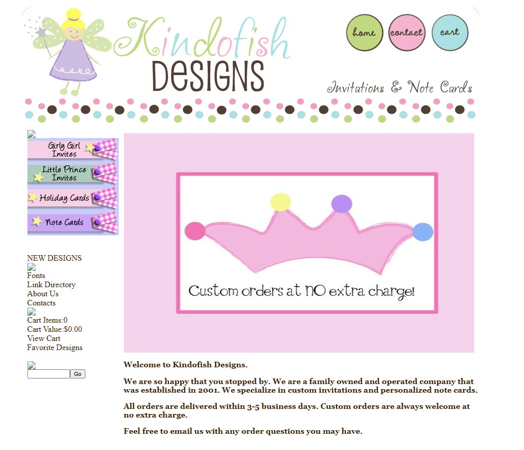 Kindofish Designs website