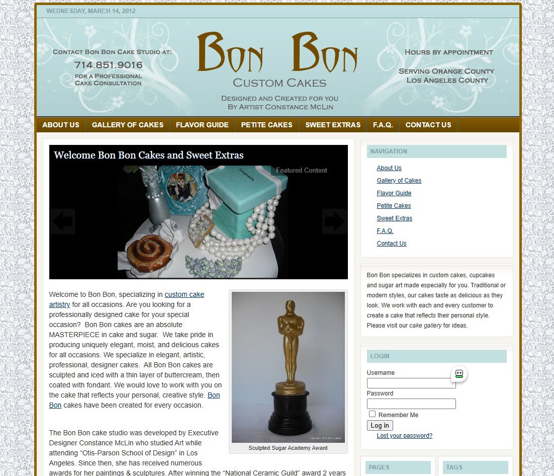 Bon Bon Custom Cakes website